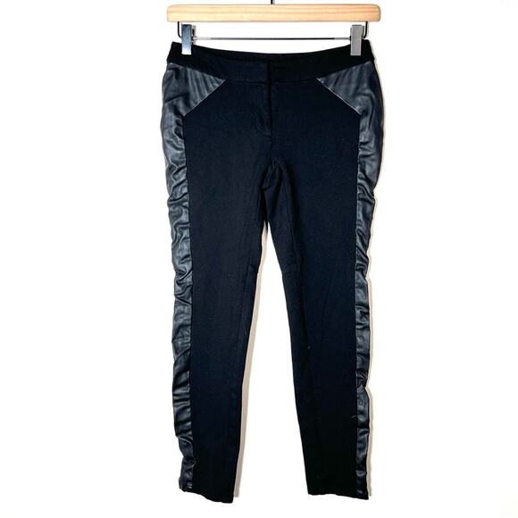 Ann Taylor black with faux leather trim casual legging pants 2 petite 2P B18 - Picture 1 of 4